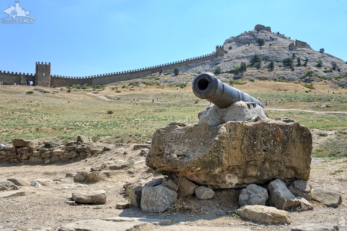 19th-century Russian Naval Cannon on Stone